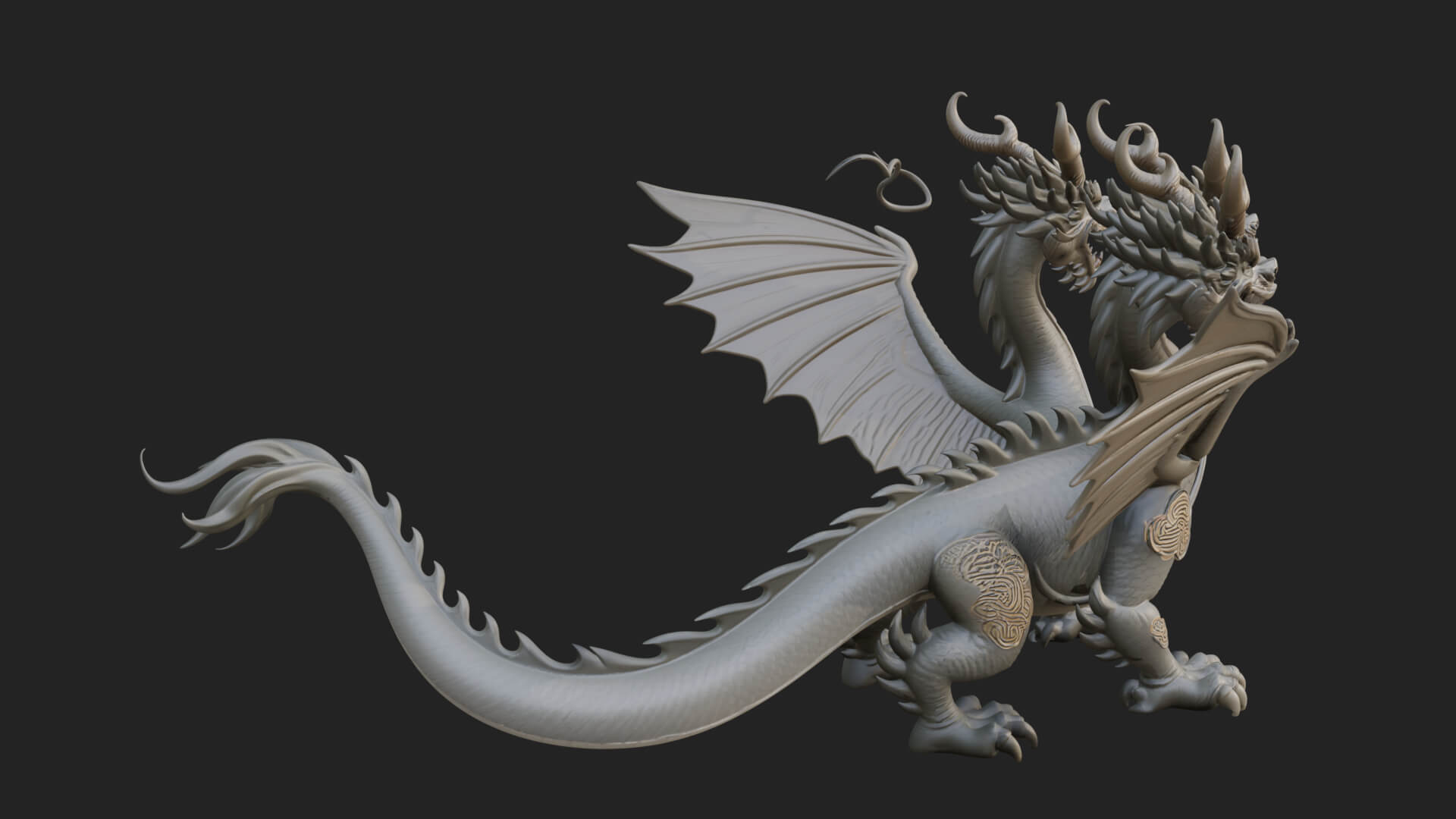 Winged Dragon Statue Design 21 3D Print Model 3D Model