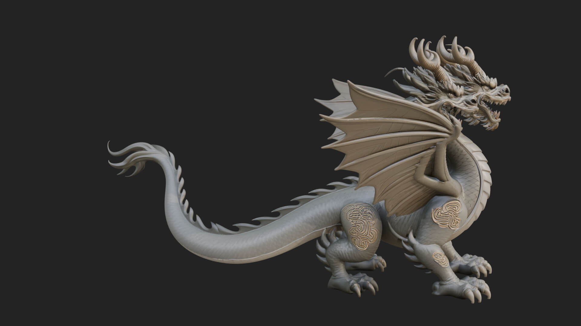 Winged Dragon Statue Design 21 3D Print Model 3D Model