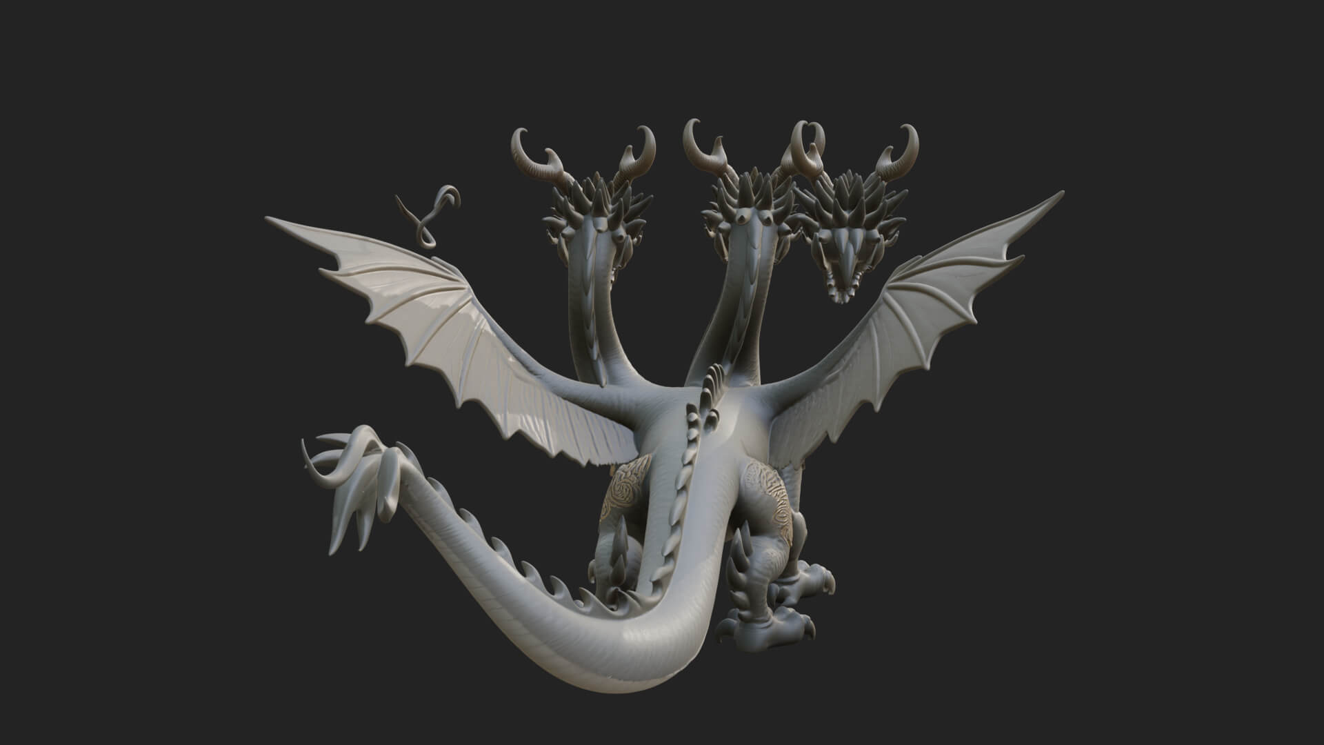 Winged Dragon Statue Design 21 3D Print Model 3D Model