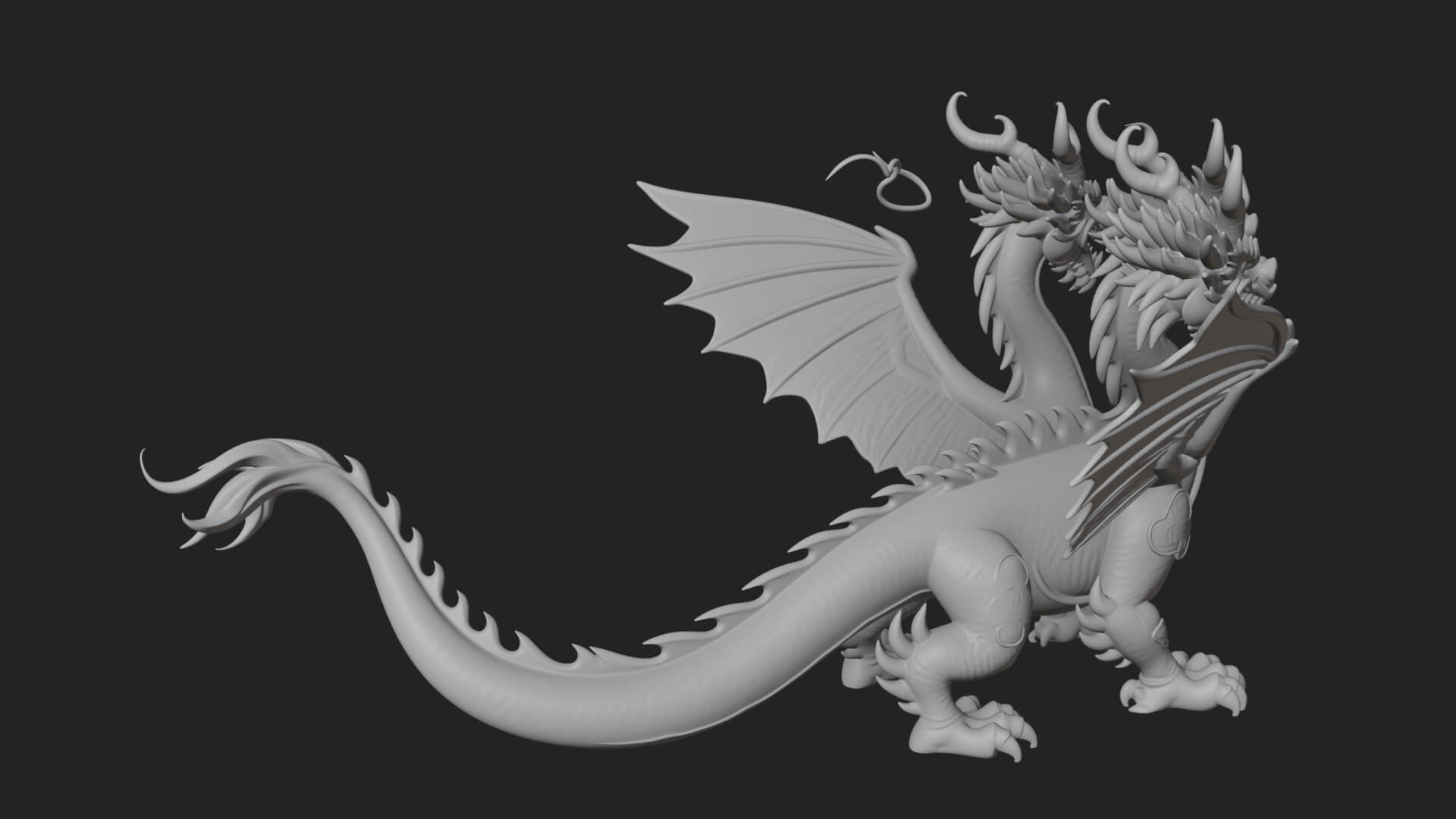 Winged Dragon Statue Design 21 3D Print Model 3D Model