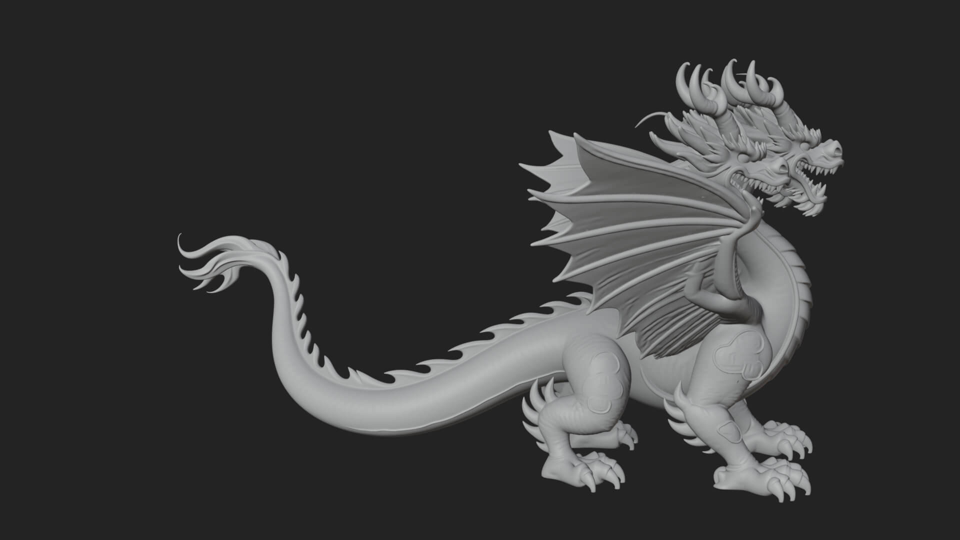 Winged Dragon Statue Design 21 3D Print Model 3D Model