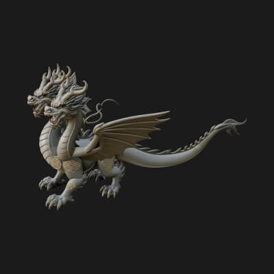 Winged Dragon Statue Design 21 3D Print Model