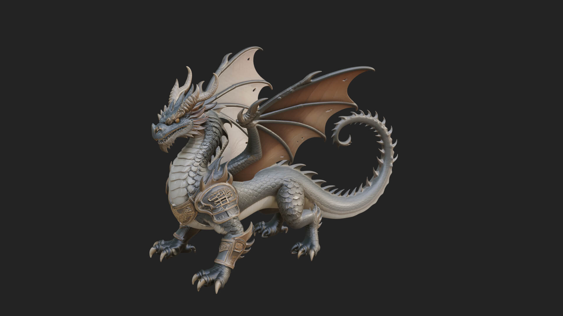 Winged Dragon Statue Design 22 3D Print Model 3D Model