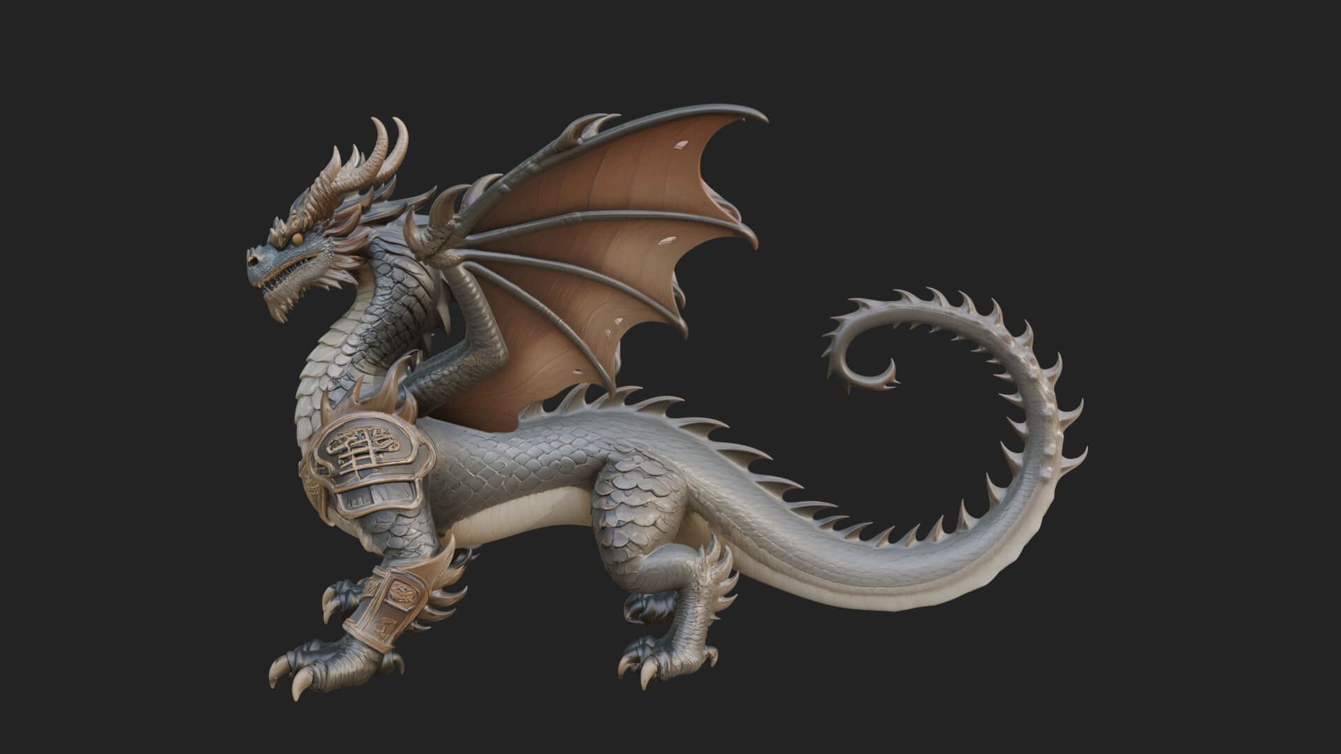 Winged Dragon Statue Design 22 3D Print Model 3D Model