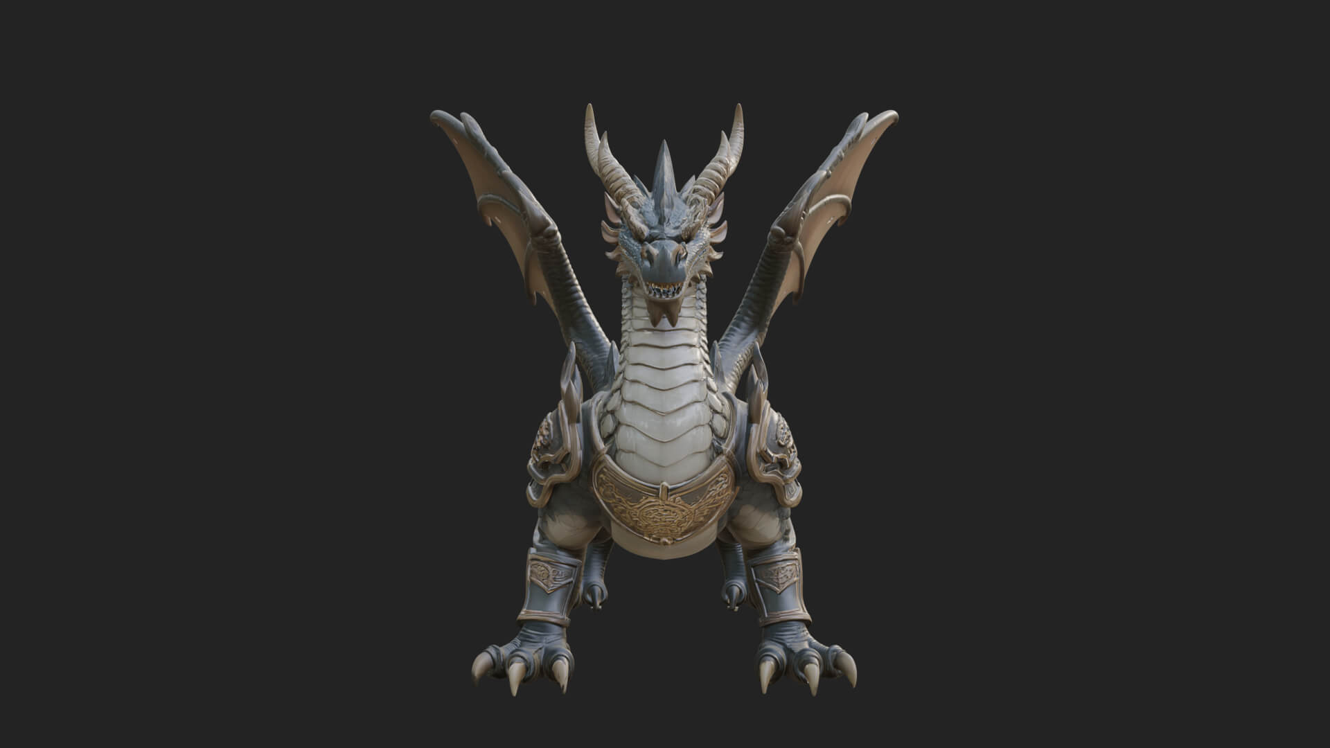Winged Dragon Statue Design 22 3D Print Model 3D Model