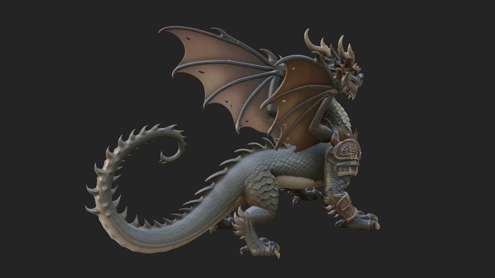 Winged Dragon Statue Design 22 3D Print Model 3D Model