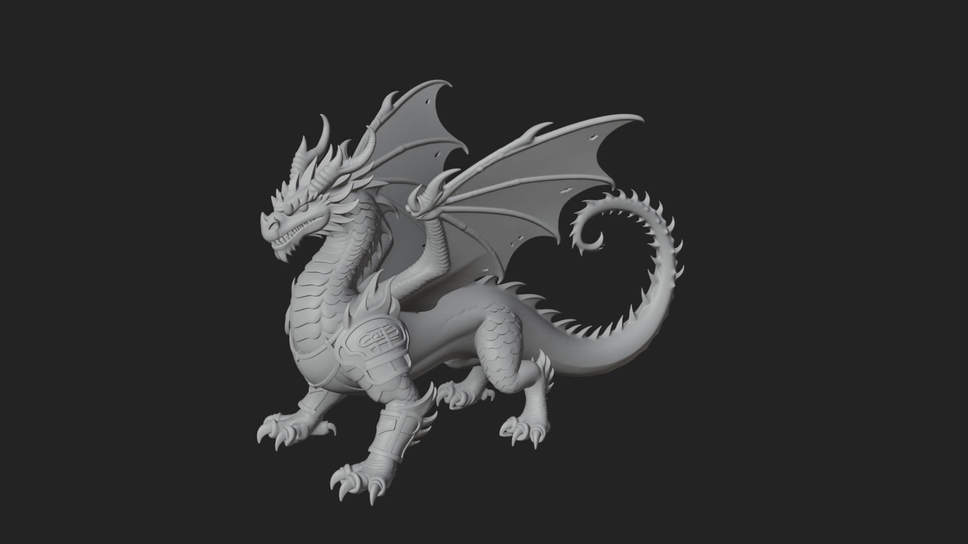Winged Dragon Statue Design 22 3D Print Model 3D Model