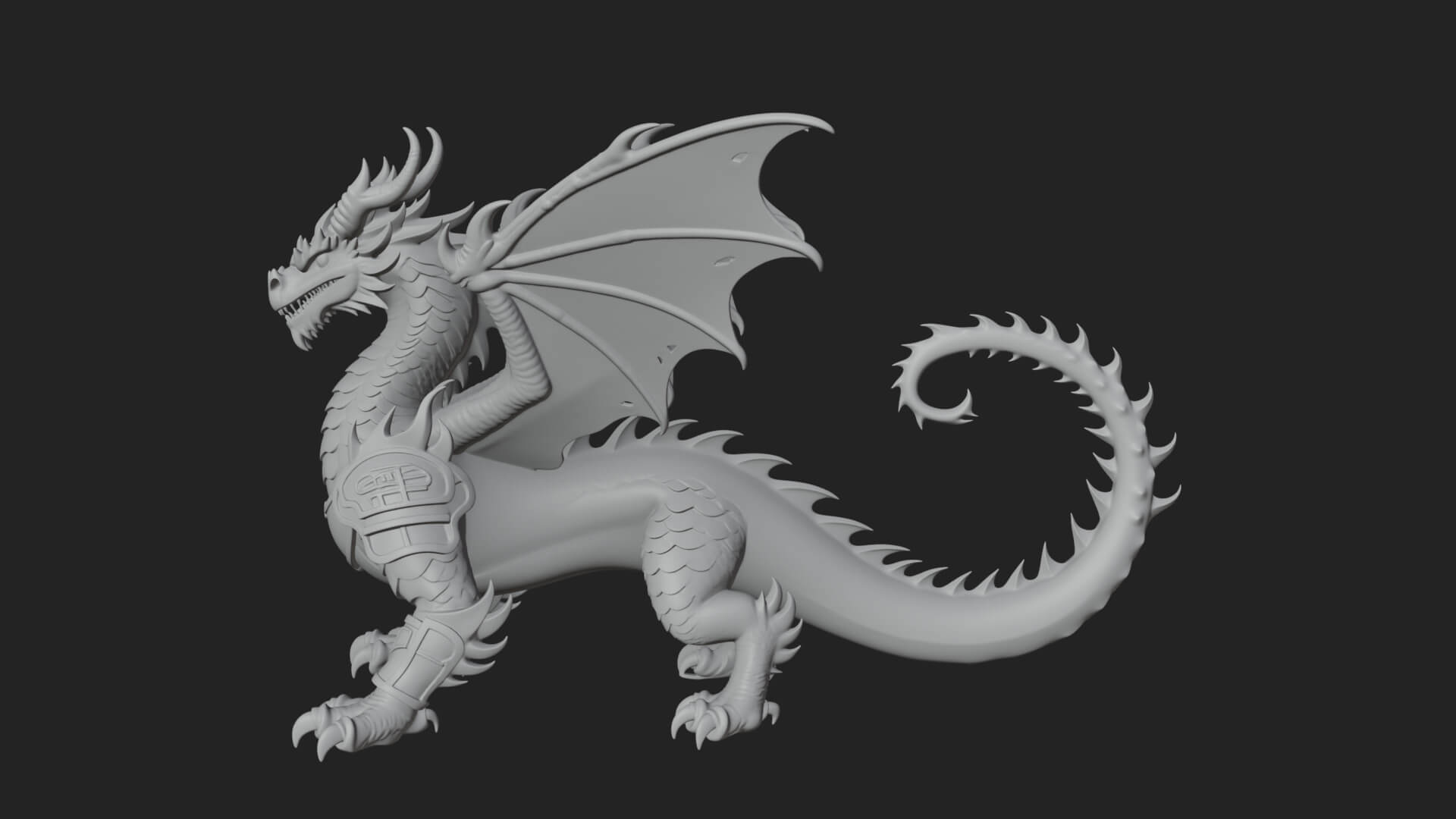 Winged Dragon Statue Design 22 3D Print Model 3D Model
