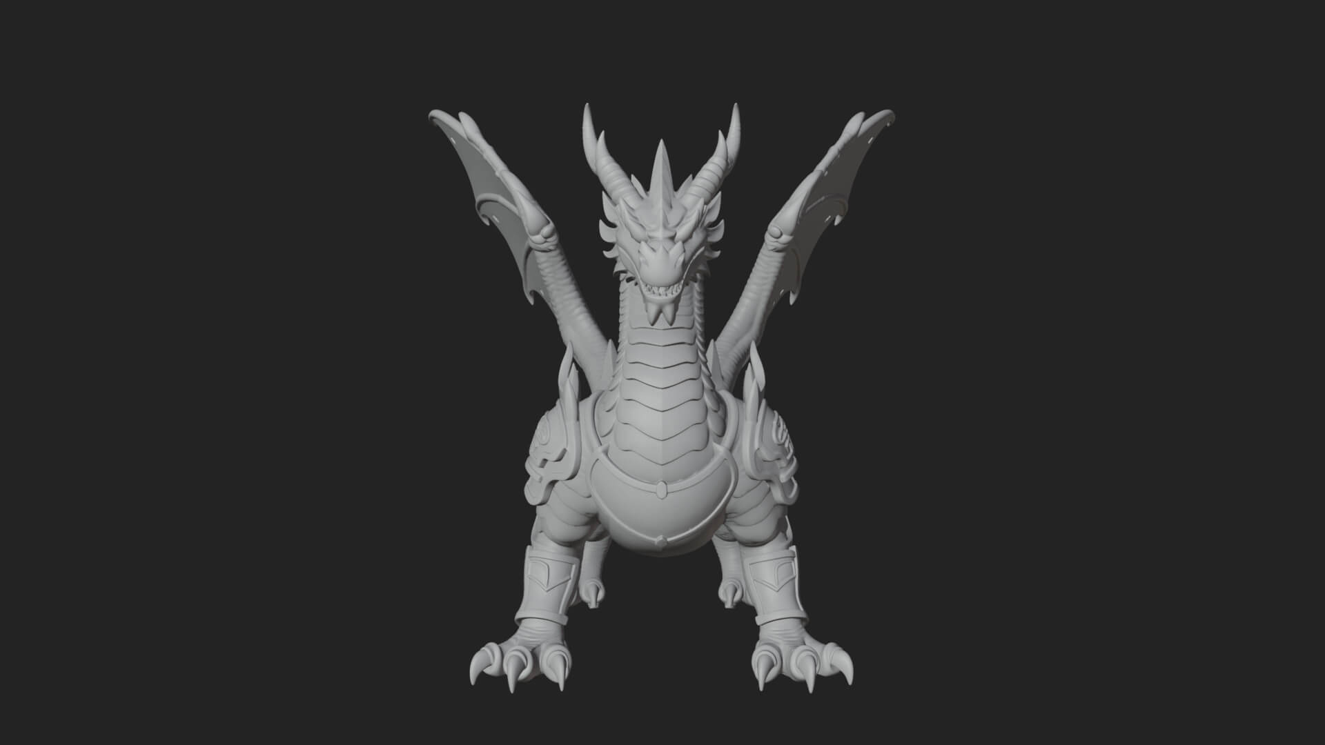 Winged Dragon Statue Design 22 3D Print Model 3D Model