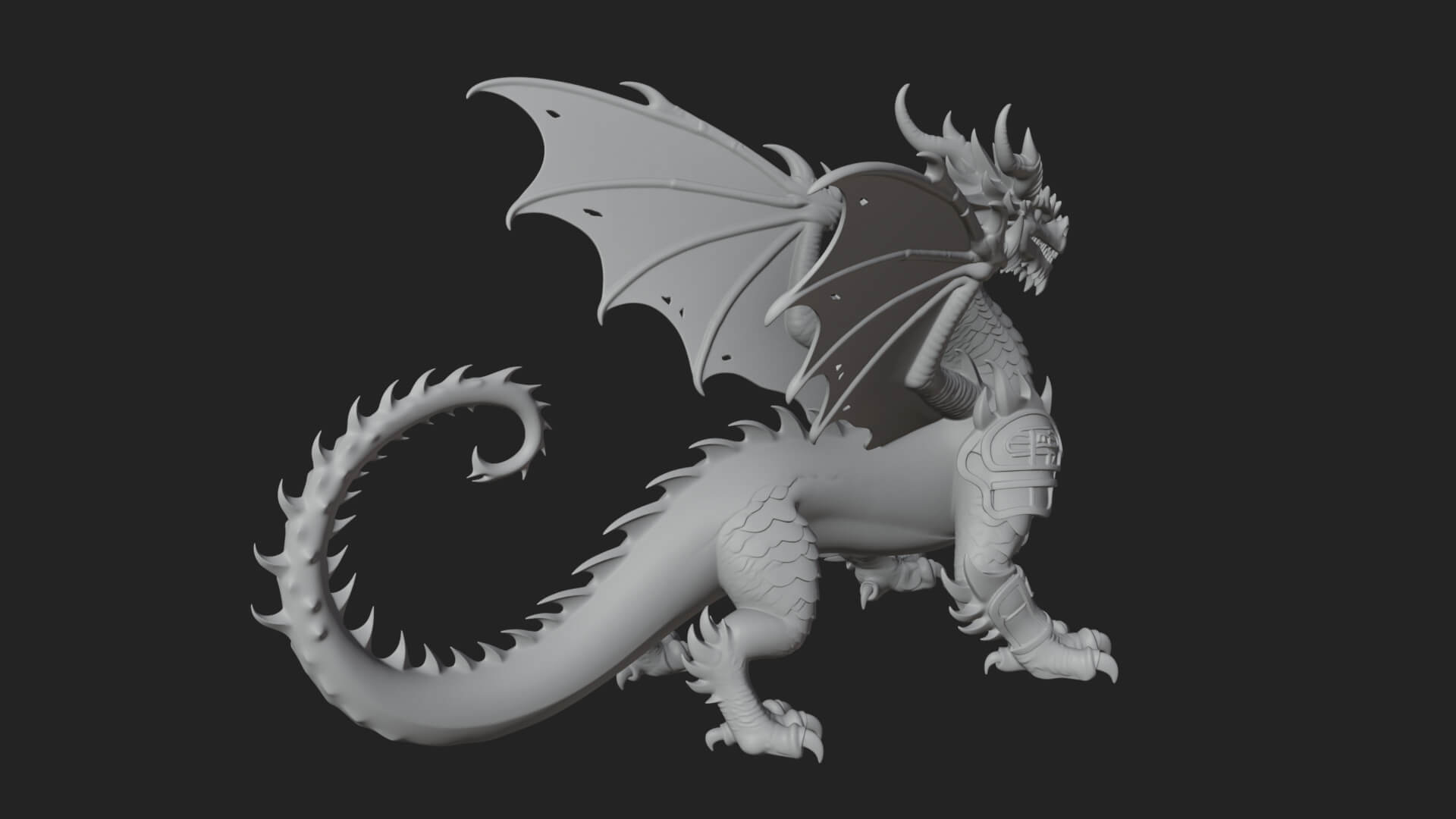 Winged Dragon Statue Design 22 3D Print Model 3D Model
