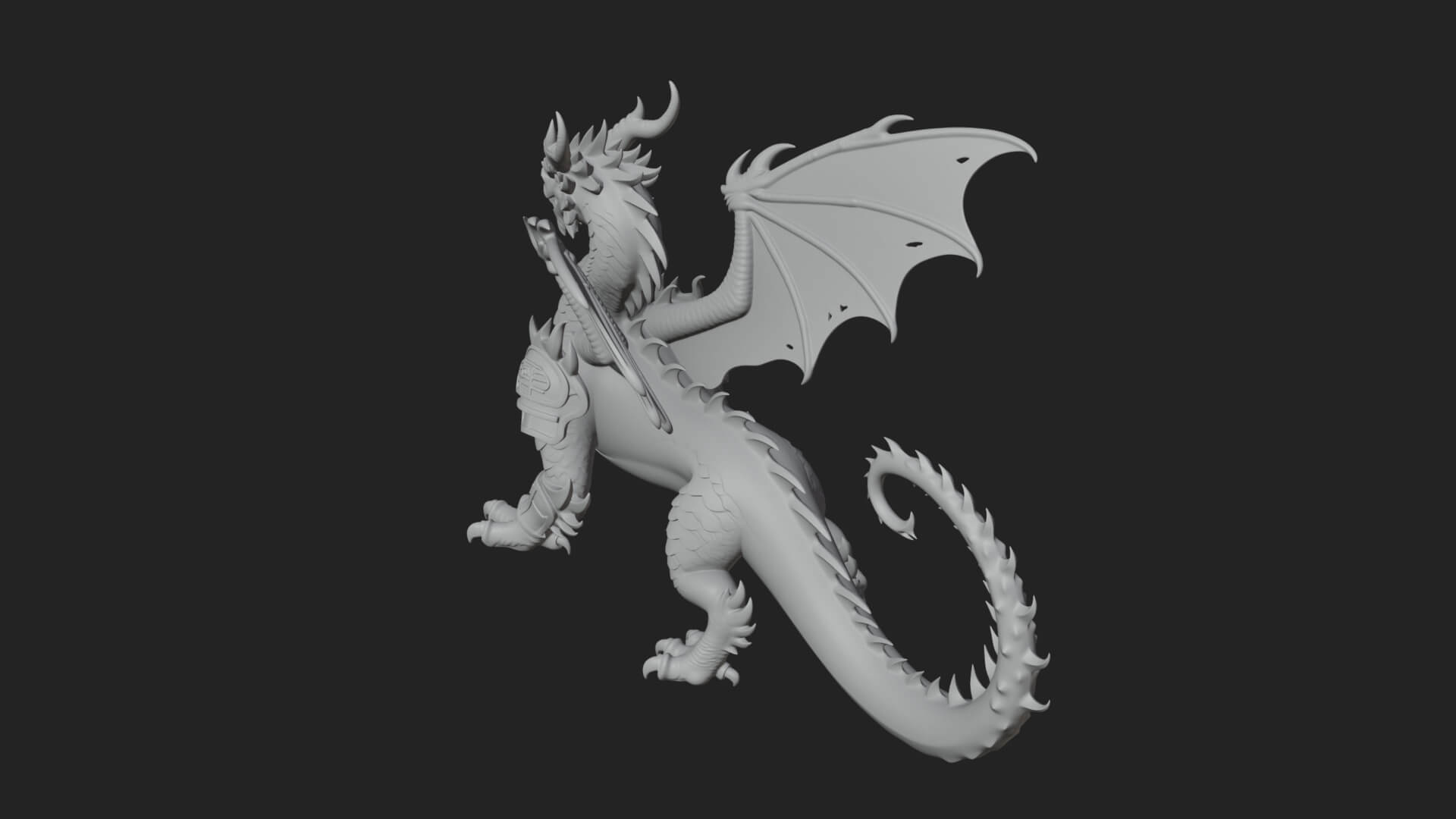 Winged Dragon Statue Design 22 3D Print Model 3D Model