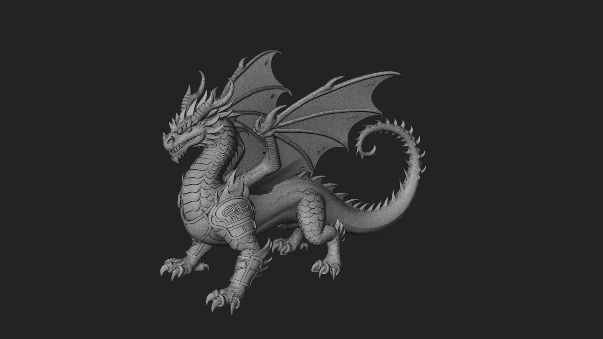 Winged Dragon Statue Design 22 3D Print Model 3D Model