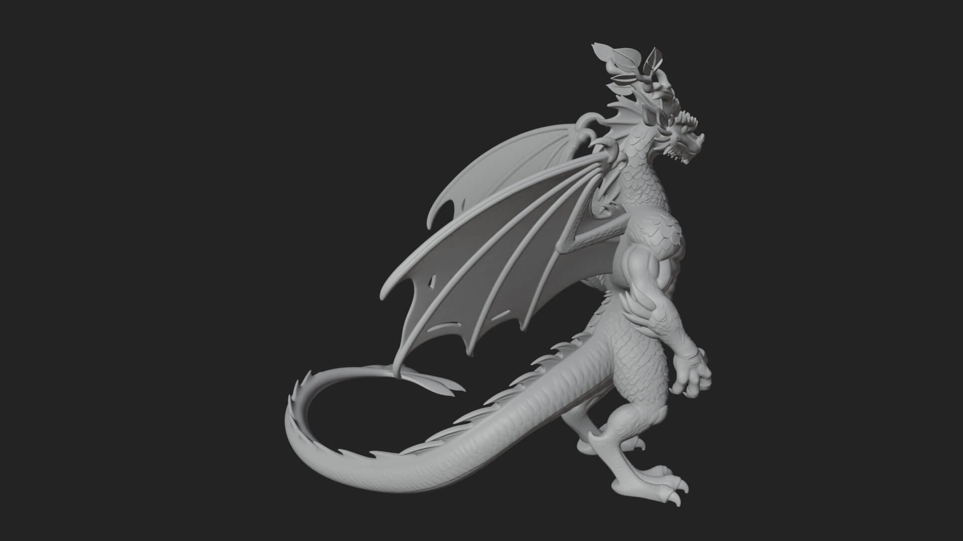 Winged Dragon Statue Design 23 3D Print Model 3D Model