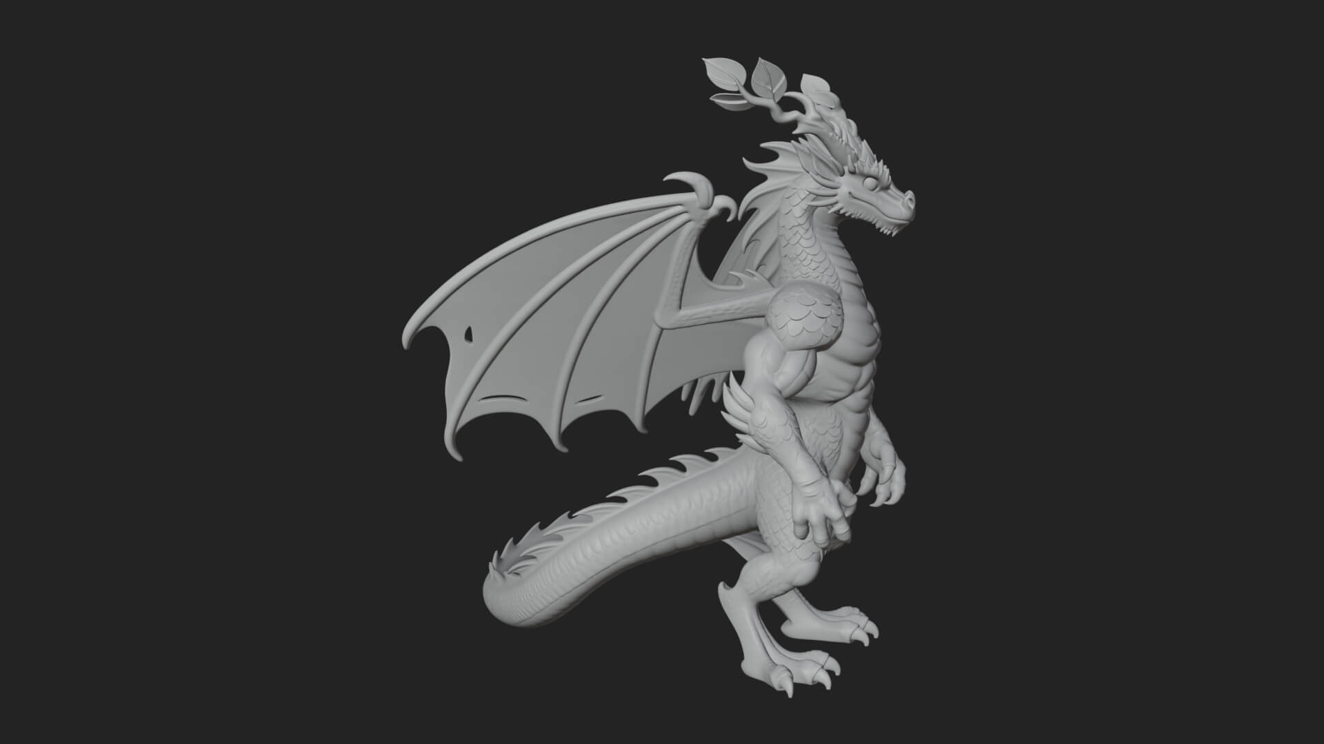Winged Dragon Statue Design 23 3D Print Model 3D Model