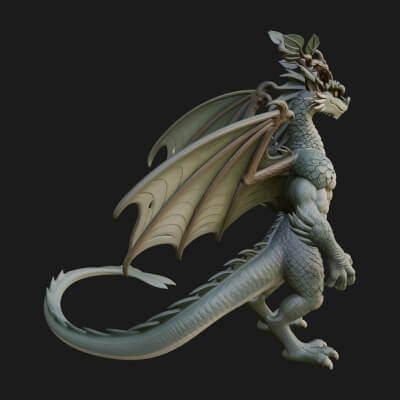 Winged Dragon Statue Design 23 3D Print Model