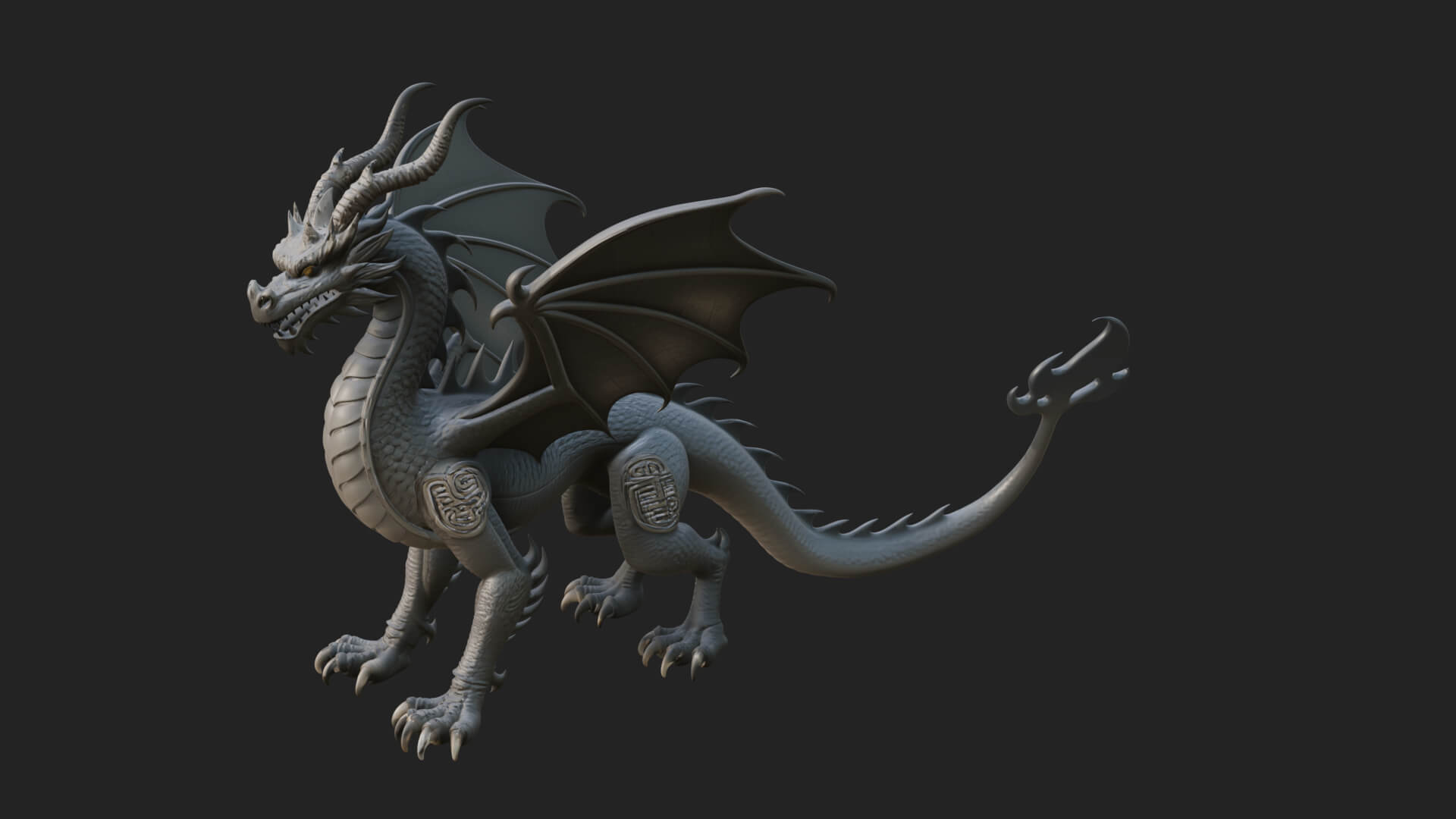 Winged Dragon Statue Design 24 3D Print Model 3D Model