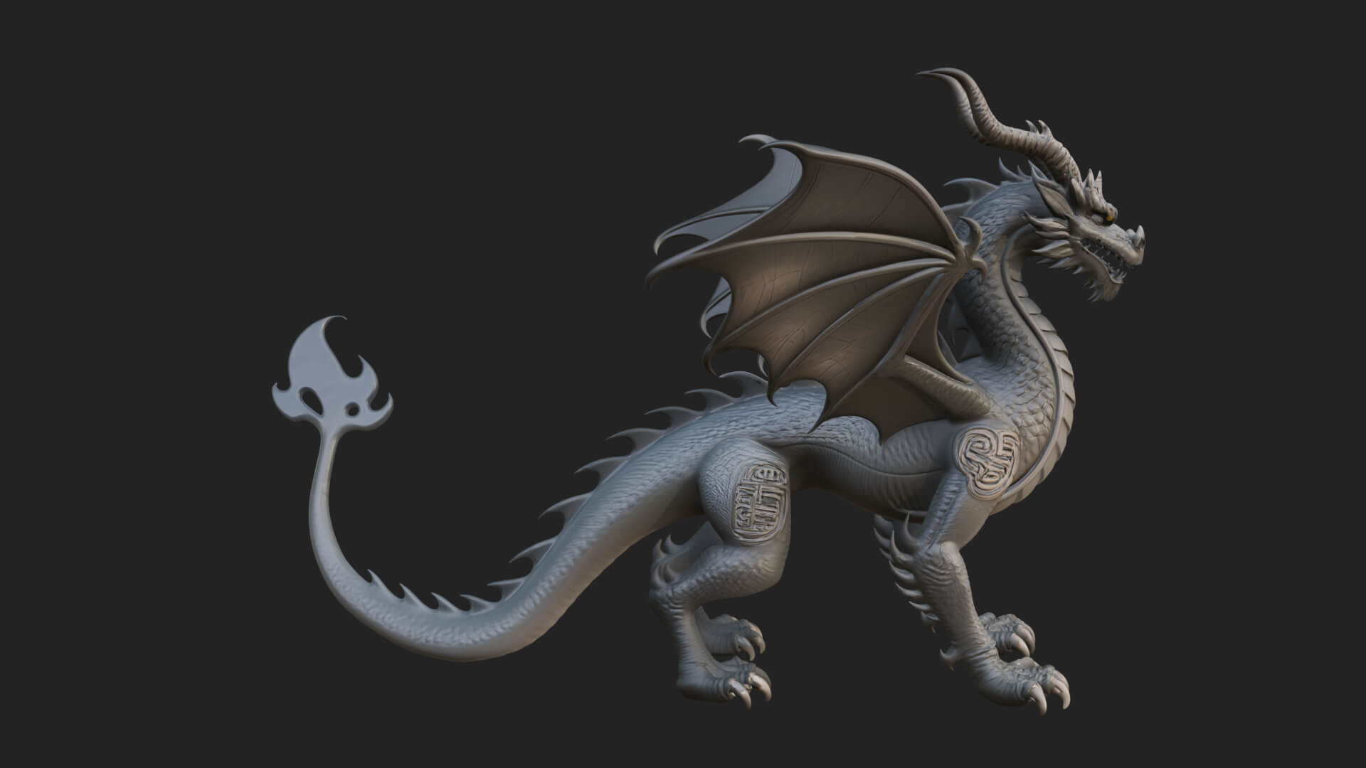 Winged Dragon Statue Design 24 3D Print Model 3D Model
