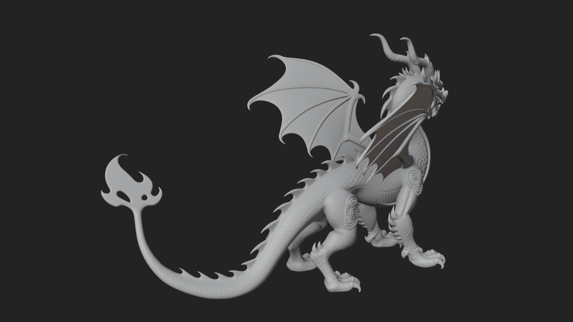 Winged Dragon Statue Design 24 3D Print Model 3D Model