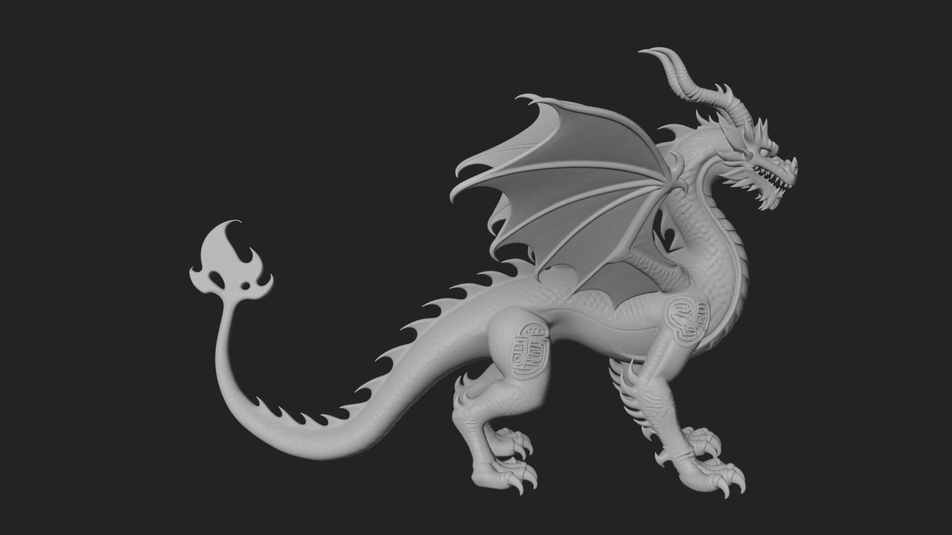 Winged Dragon Statue Design 24 3D Print Model 3D Model
