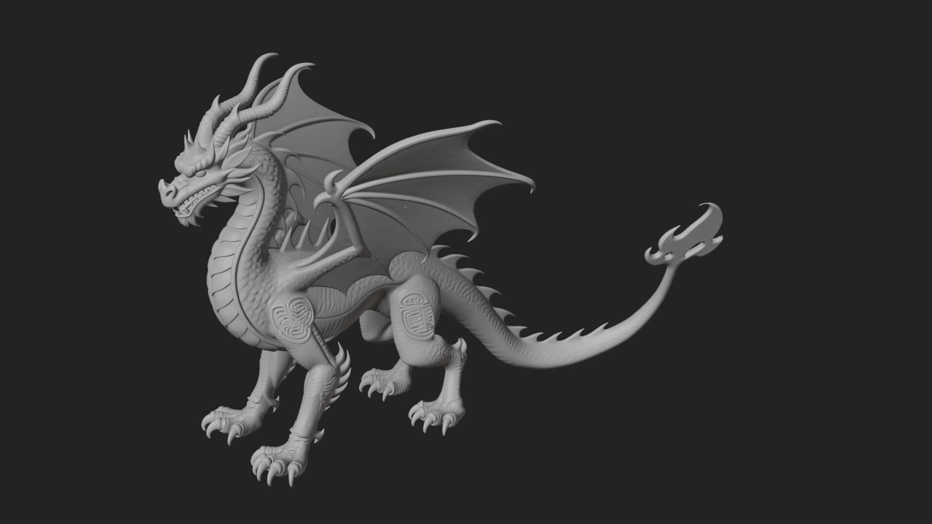 Winged Dragon Statue Design 24 3D Print Model 3D Model