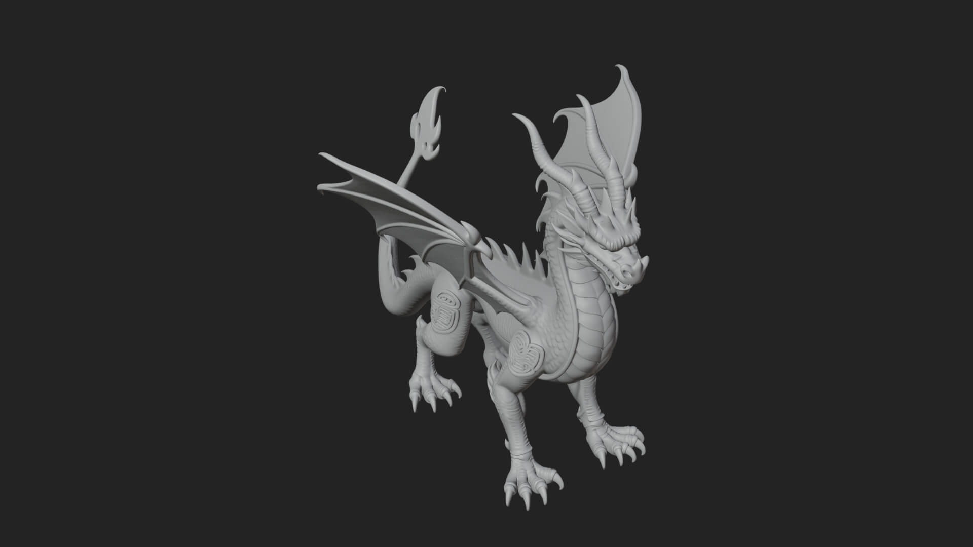 Winged Dragon Statue Design 24 3D Print Model 3D Model