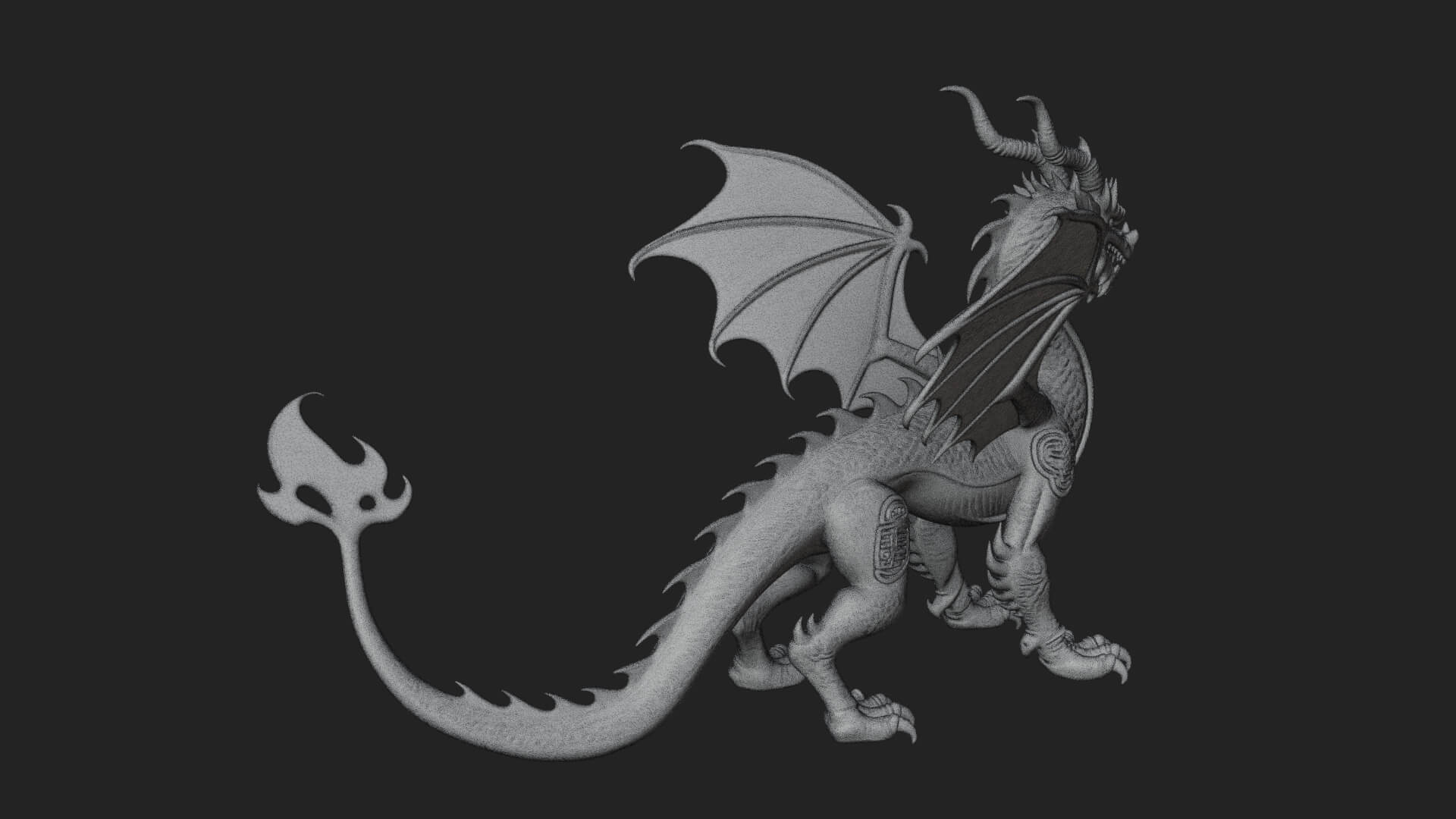 Winged Dragon Statue Design 24 3D Print Model 3D Model