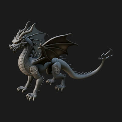 Winged Dragon Statue Design 24 3D Print Model
