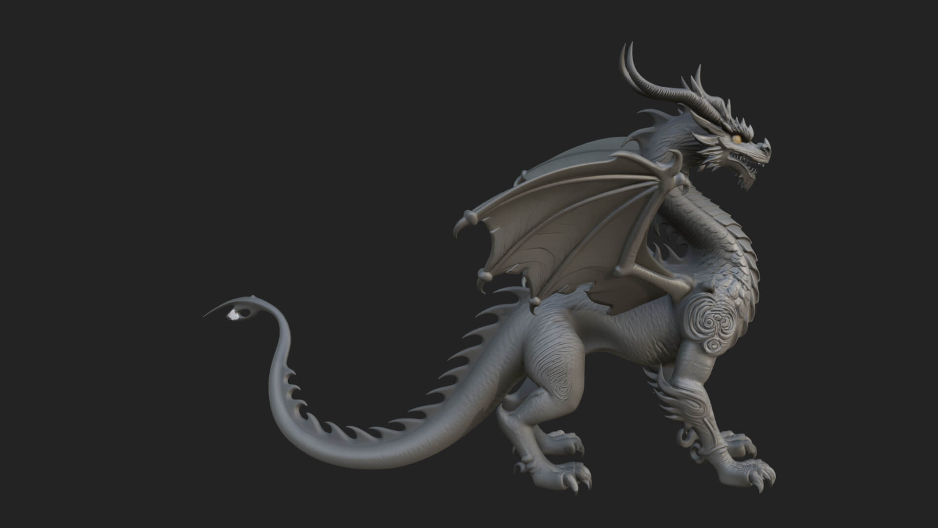 Winged Dragon Statue Design 25 3D Print Model 3D Model