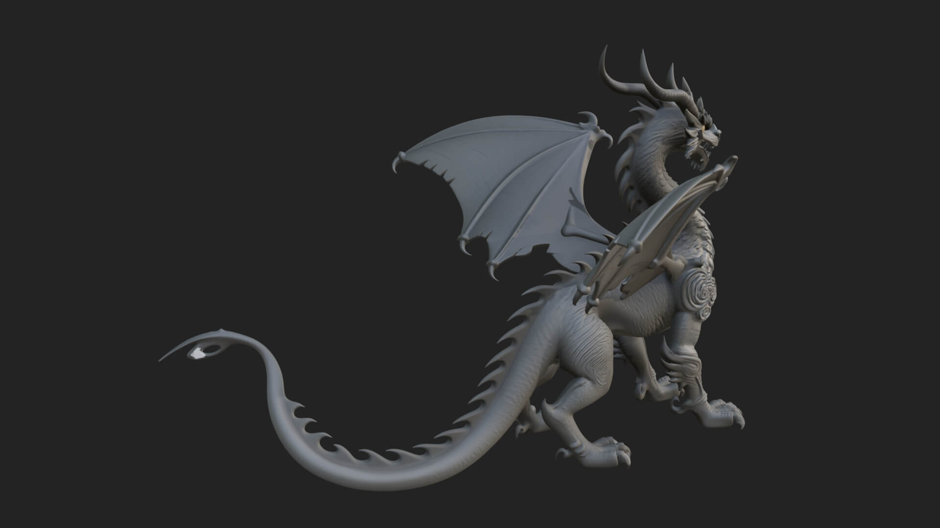 Winged Dragon Statue Design 25 3D Print Model 3D Model
