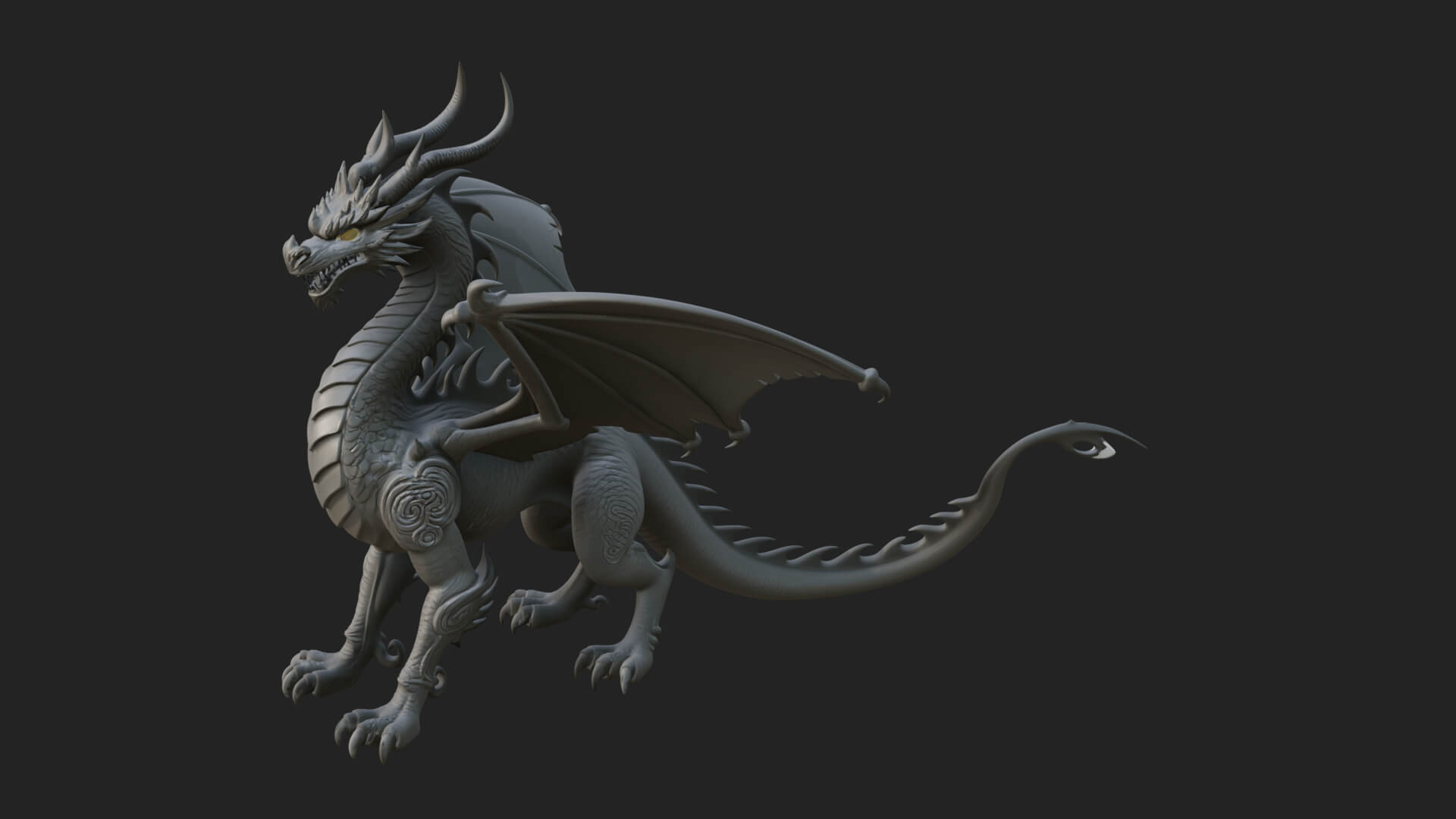 Winged Dragon Statue Design 25 3D Print Model 3D Model