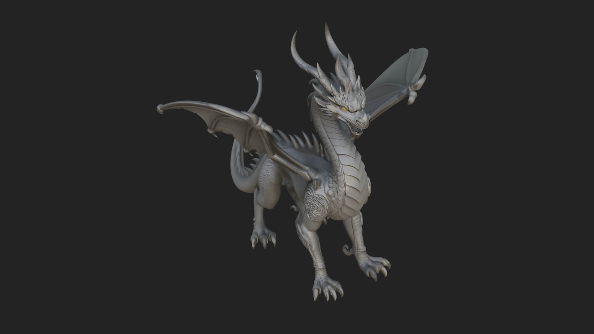 Winged Dragon Statue Design 25 3D Print Model 3D Model