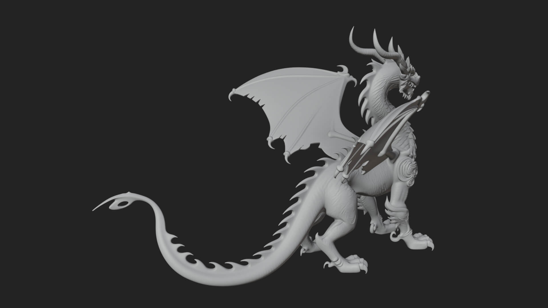 Winged Dragon Statue Design 25 3D Print Model 3D Model