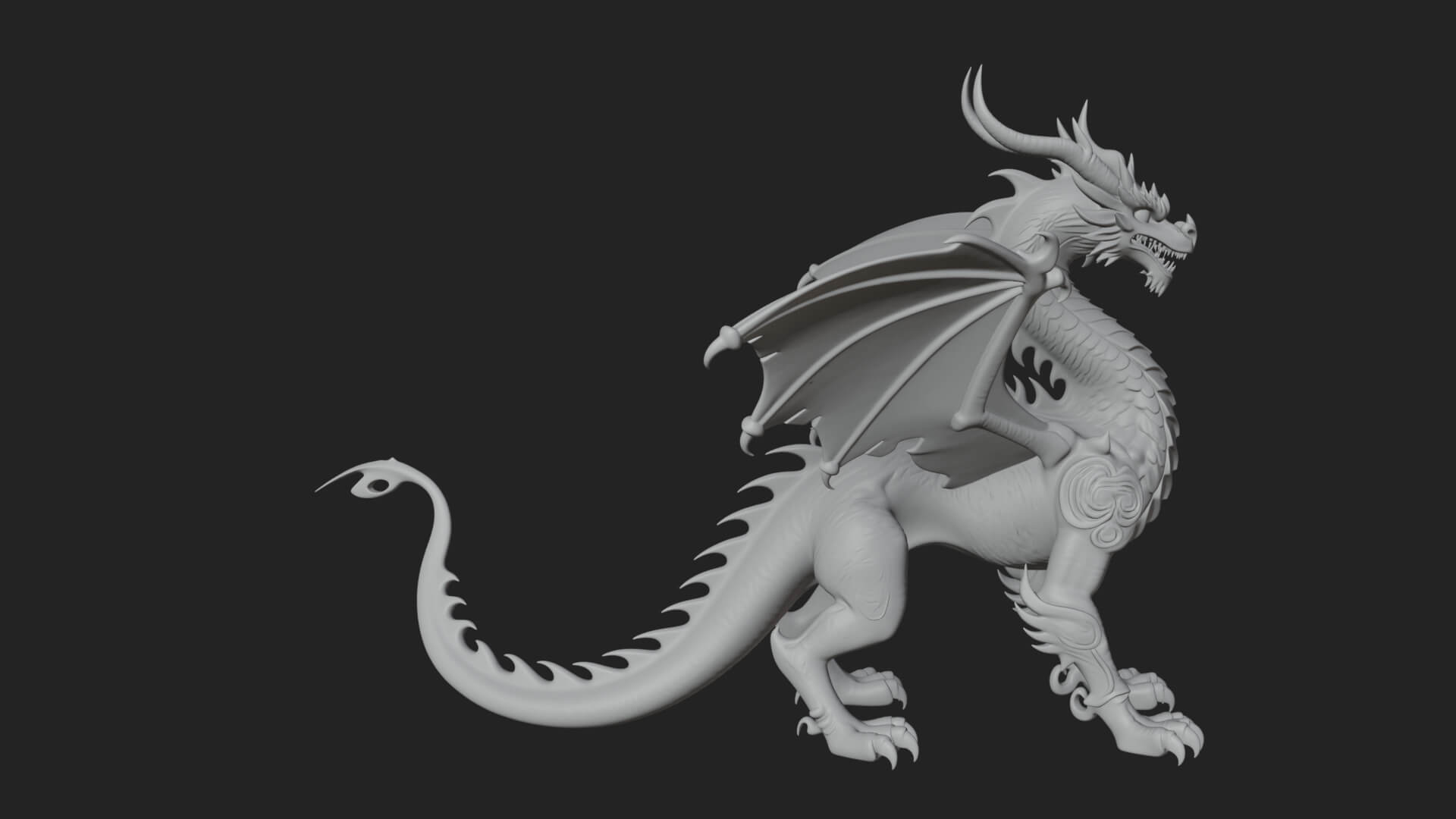 Winged Dragon Statue Design 25 3D Print Model 3D Model