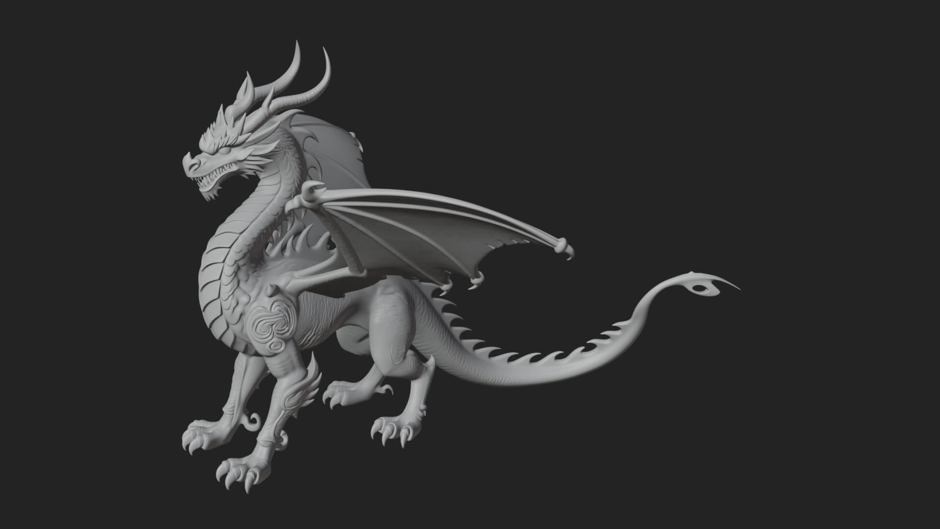 Winged Dragon Statue Design 25 3D Print Model 3D Model