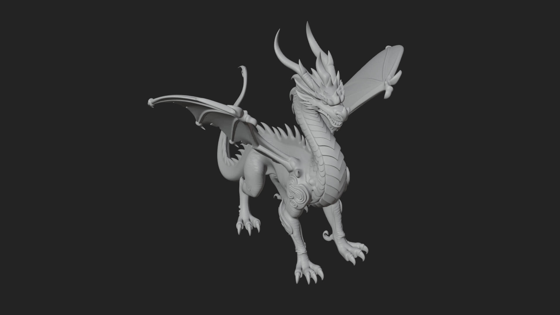 Winged Dragon Statue Design 25 3D Print Model 3D Model