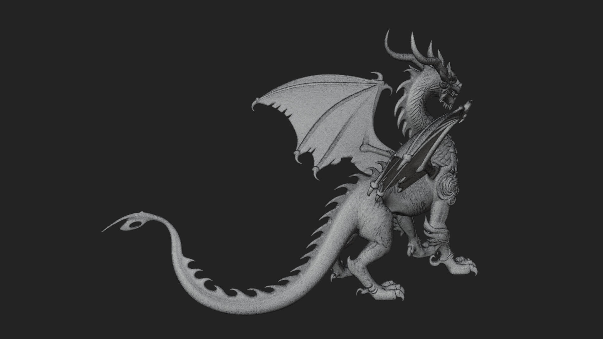 Winged Dragon Statue Design 25 3D Print Model 3D Model