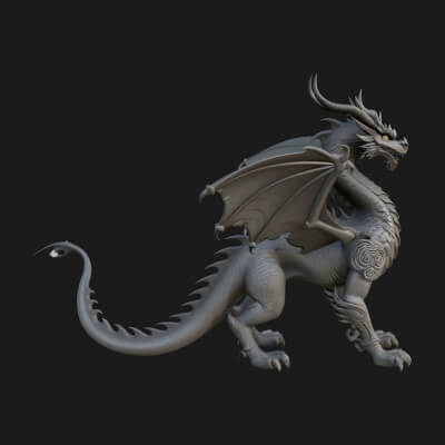 Winged Dragon Statue Design 25 3D Print Model