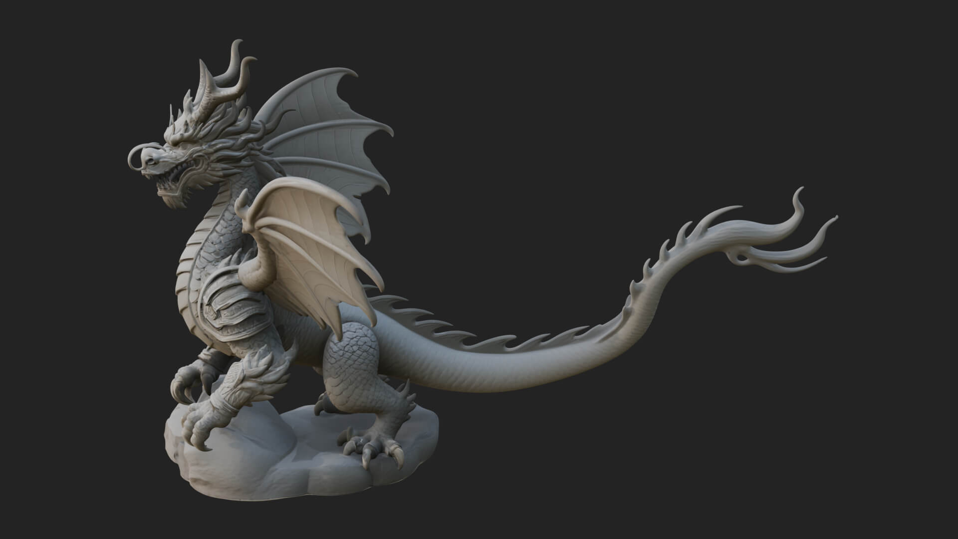 Winged Dragon Statue Design 26 3D Print Model 3D Model