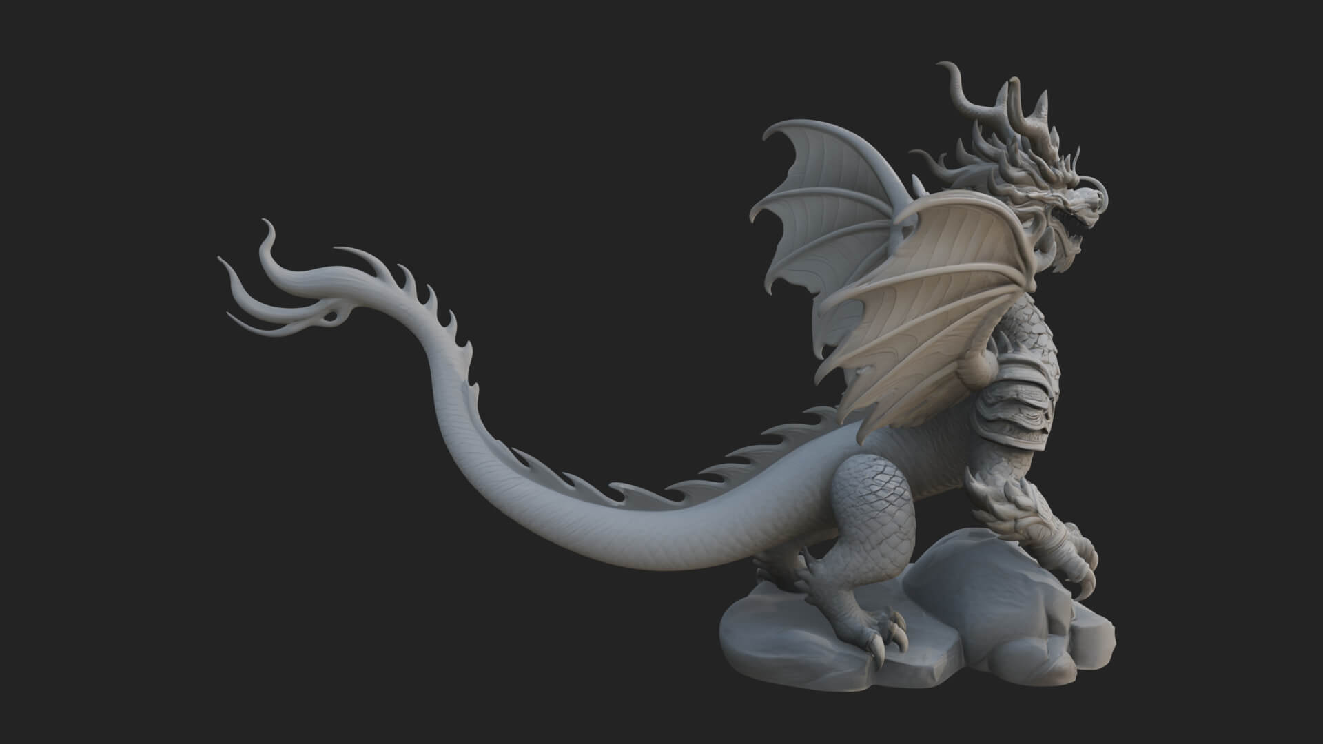 Winged Dragon Statue Design 26 3D Print Model 3D Model