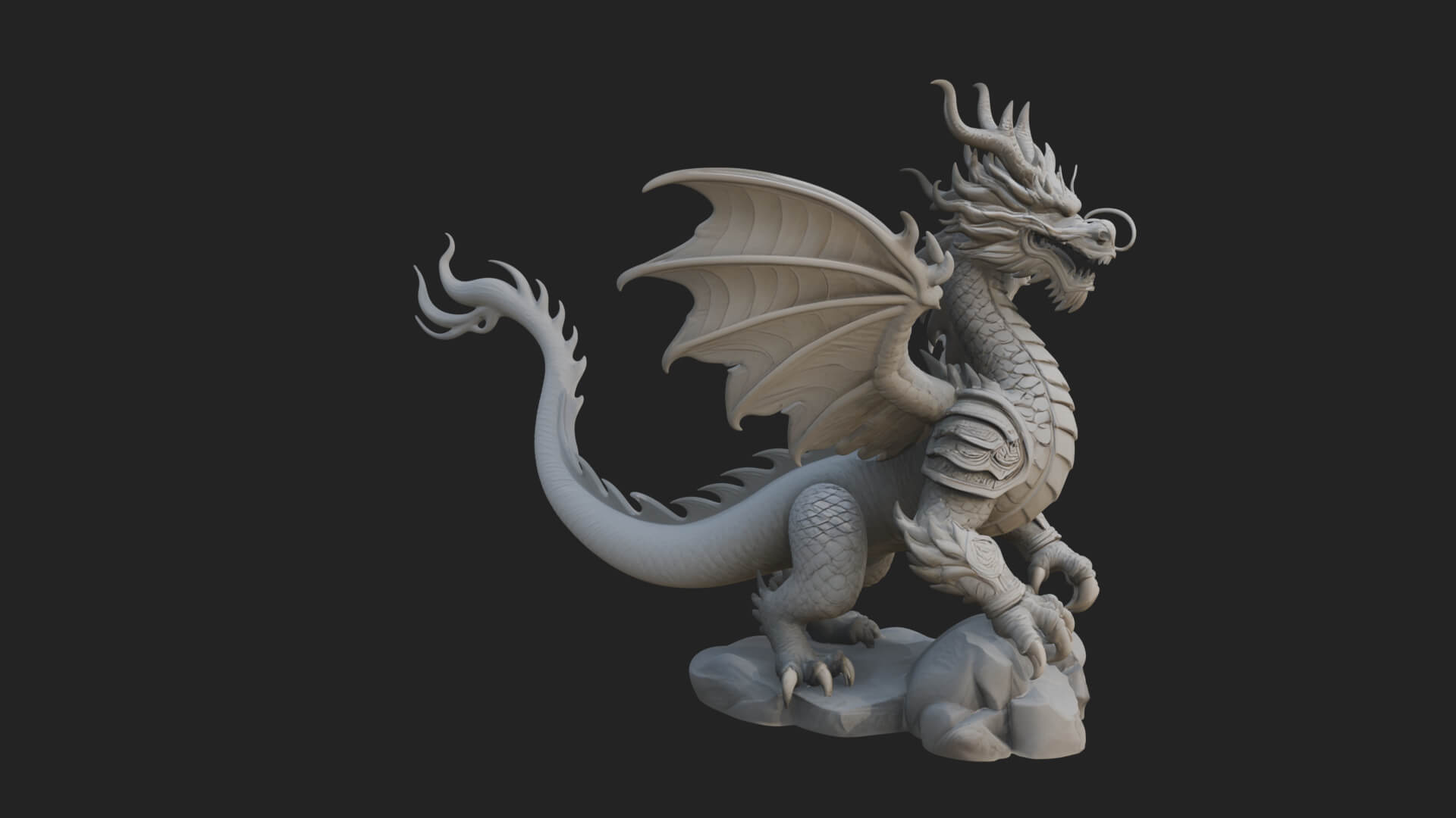 Winged Dragon Statue Design 26 3D Print Model 3D Model