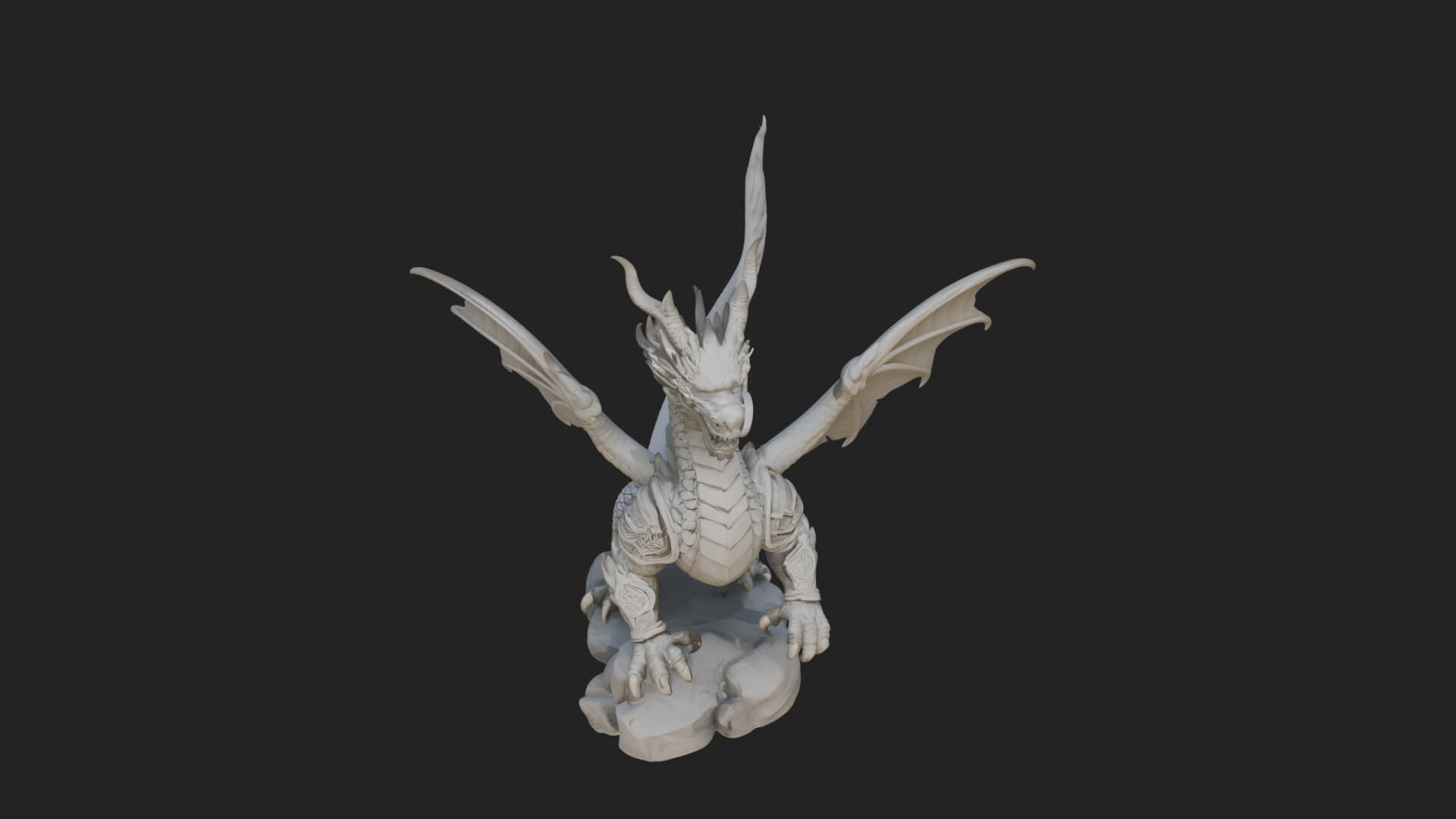 Winged Dragon Statue Design 26 3D Print Model 3D Model