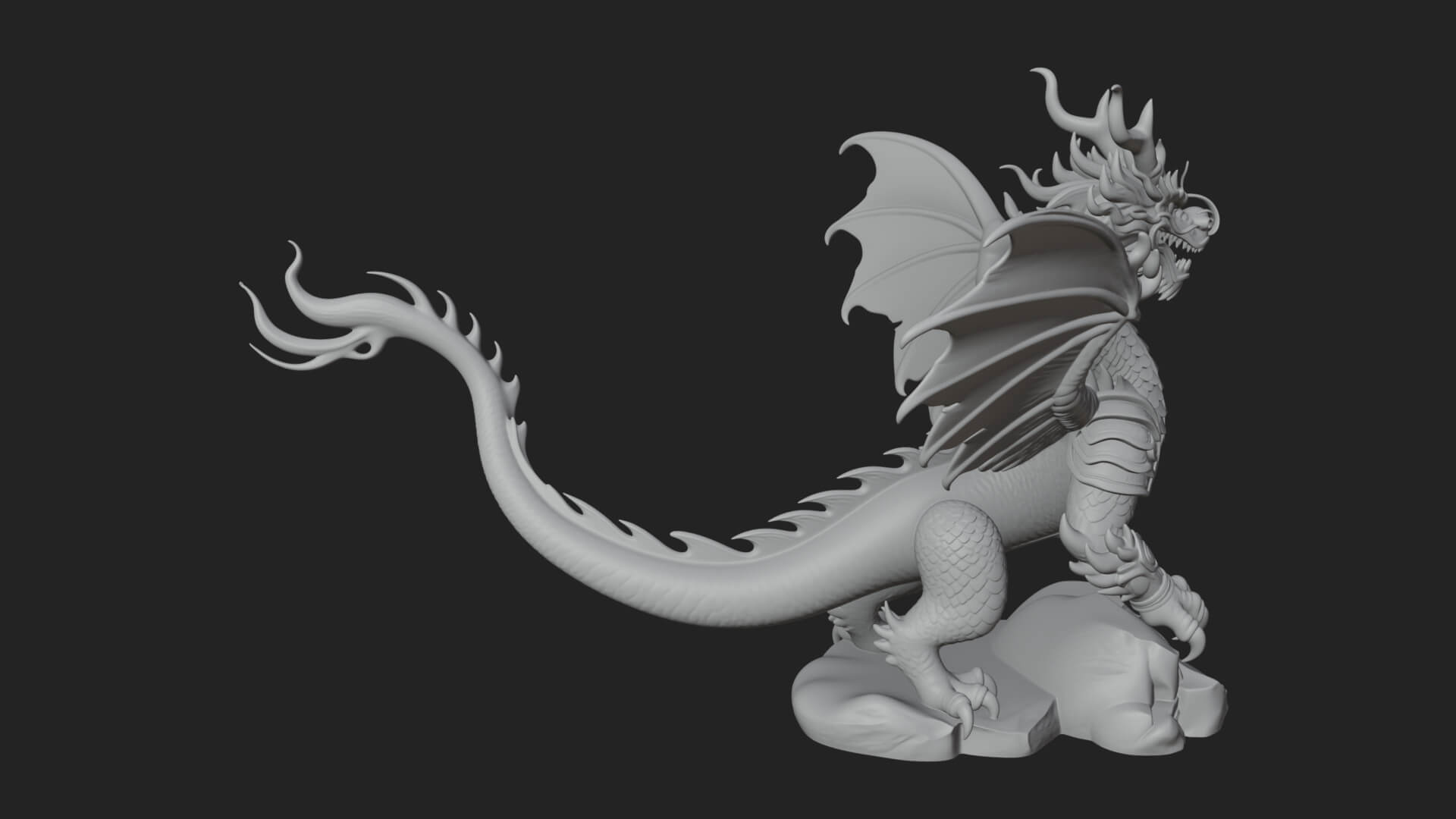Winged Dragon Statue Design 26 3D Print Model 3D Model