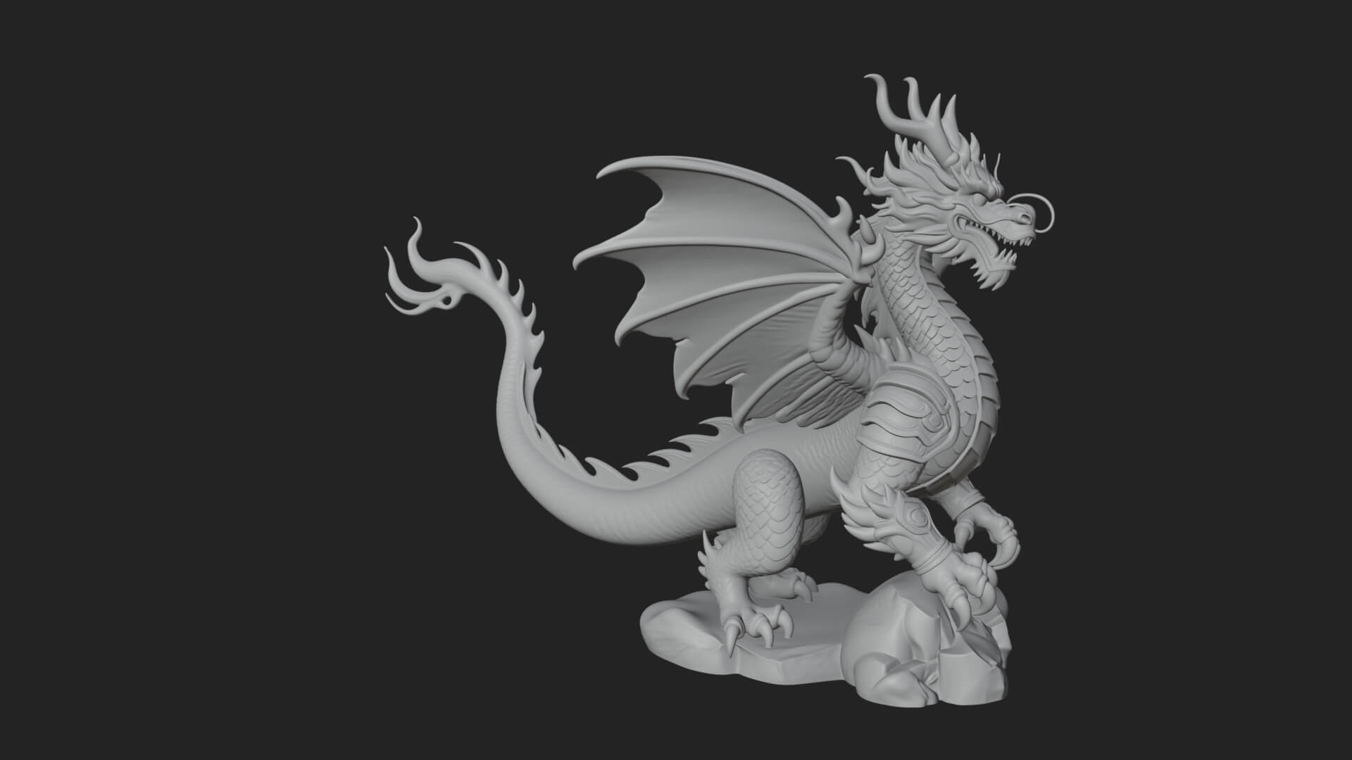 Winged Dragon Statue Design 26 3D Print Model 3D Model