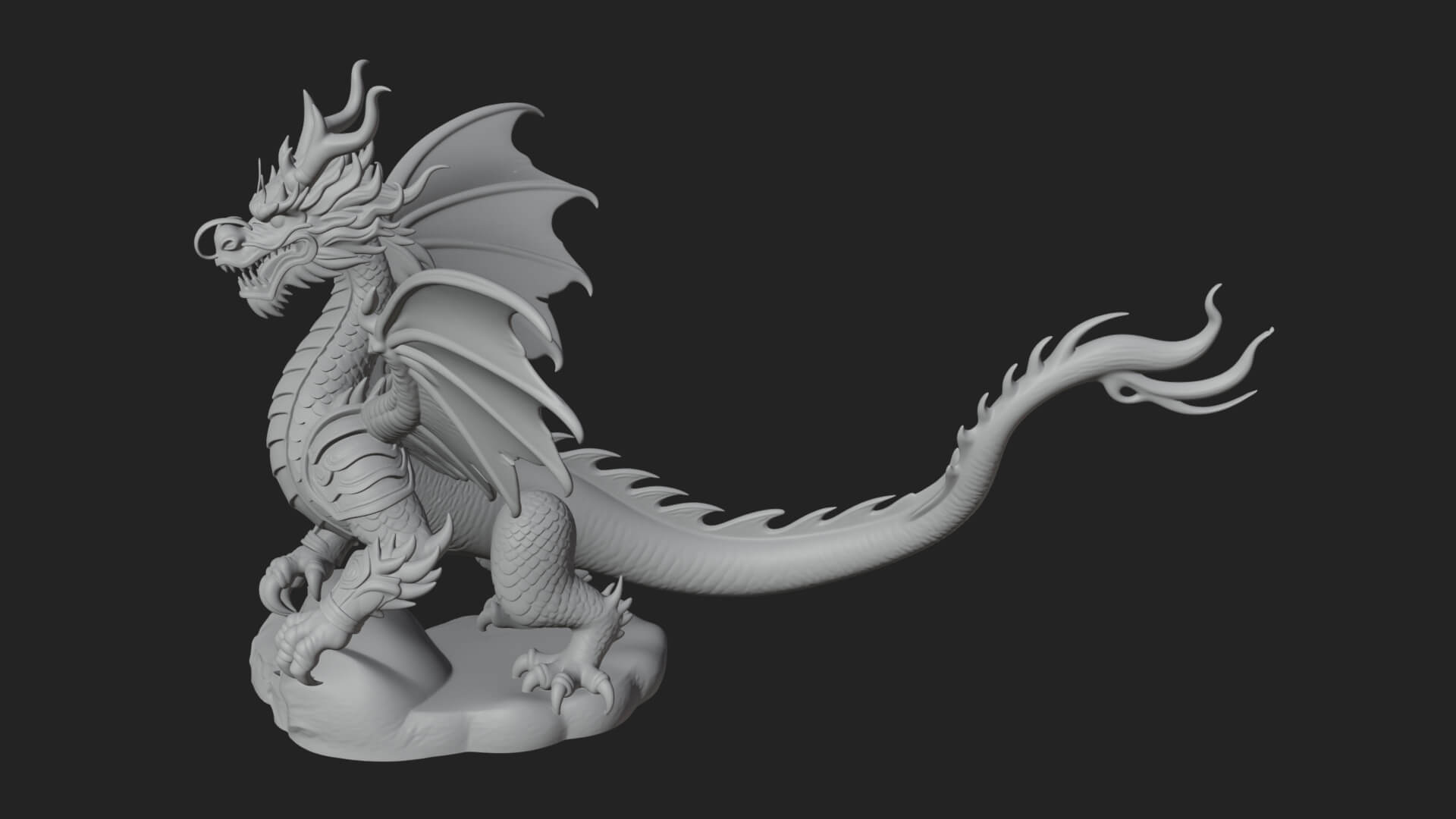 Winged Dragon Statue Design 26 3D Print Model 3D Model