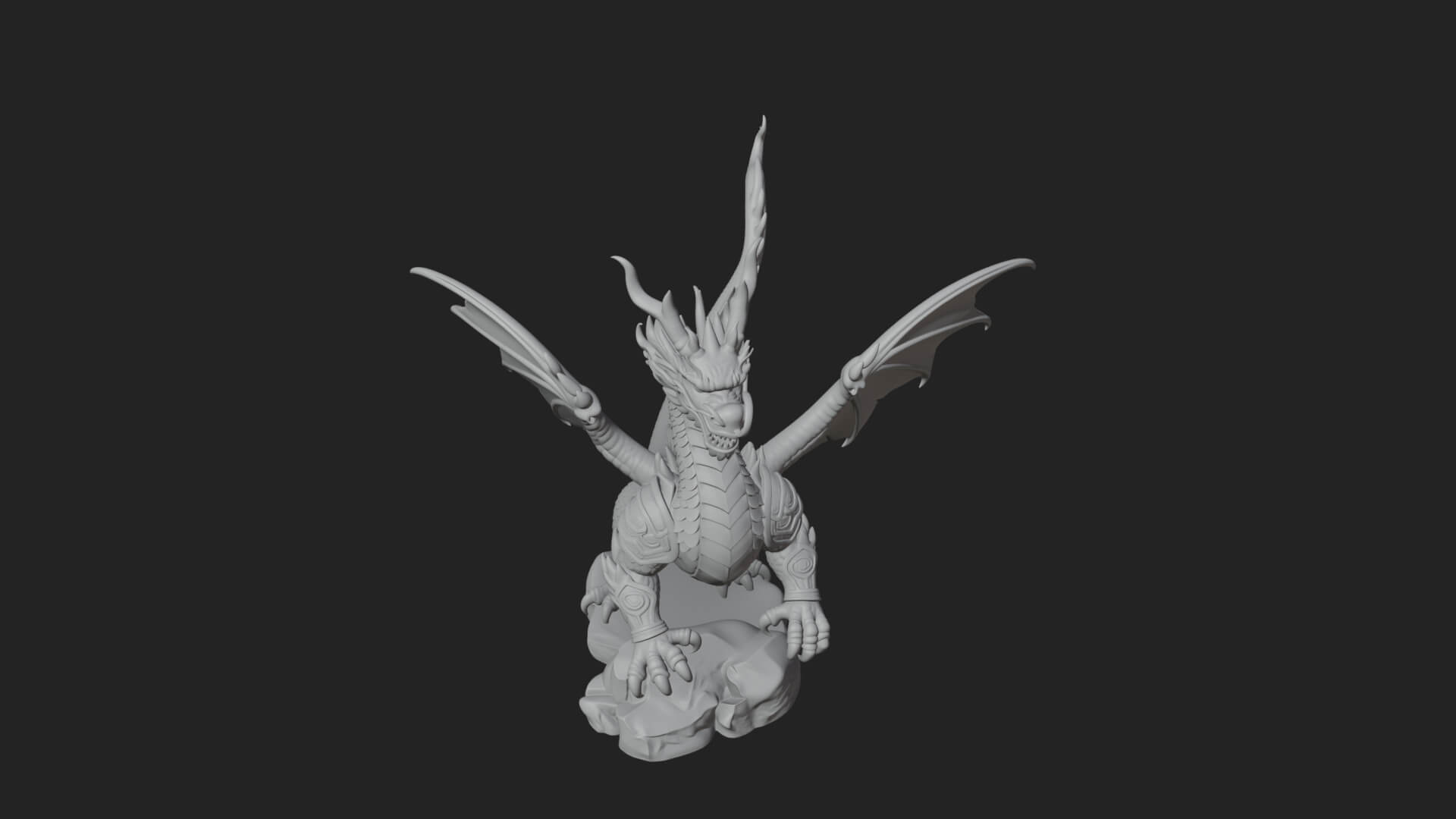 Winged Dragon Statue Design 26 3D Print Model 3D Model