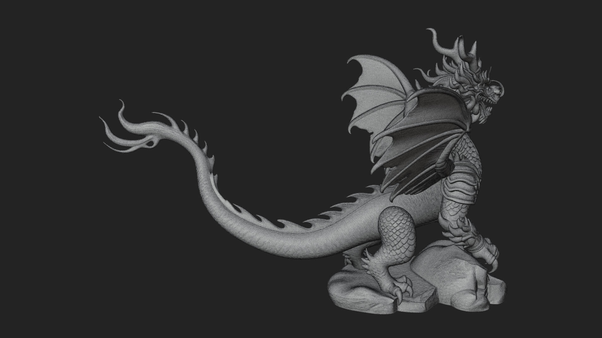 Winged Dragon Statue Design 26 3D Print Model 3D Model