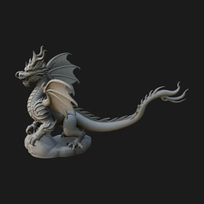 Winged Dragon Statue Design 26 3D Print Model