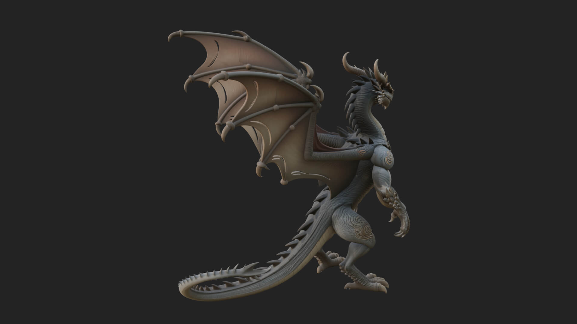 Winged Dragon Statue Design 27 3D Print Model 3D Model
