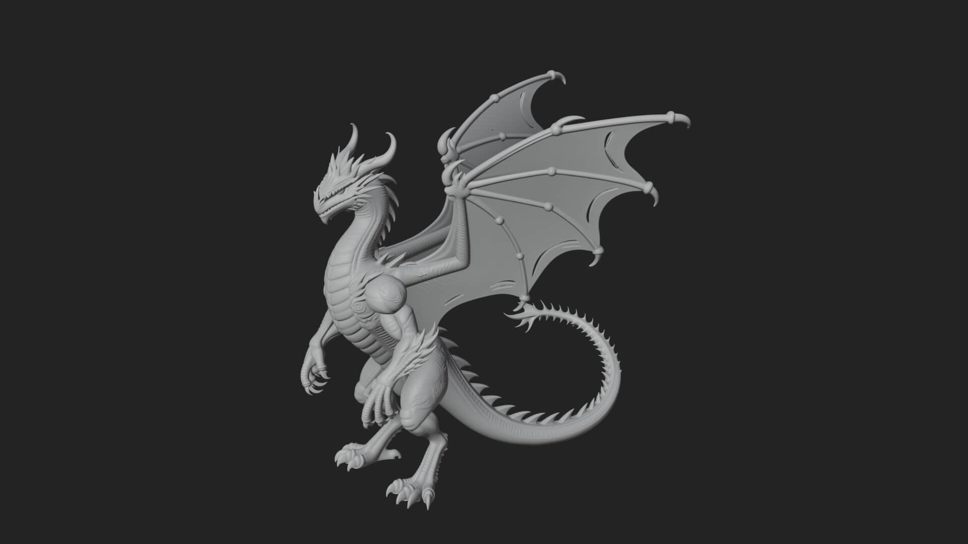 Winged Dragon Statue Design 27 3D Print Model 3D Model