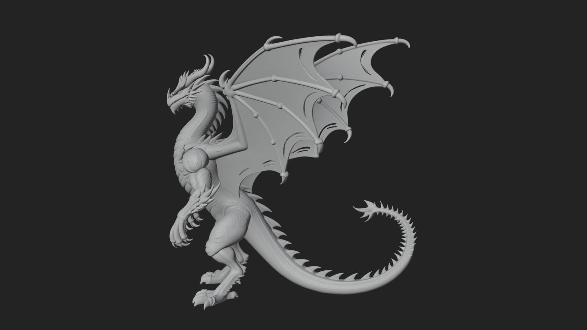 Winged Dragon Statue Design 27 3D Print Model 3D Model